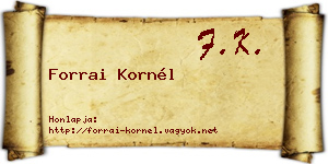 Forrai Kornél névjegykártya
