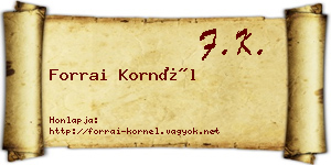 Forrai Kornél névjegykártya